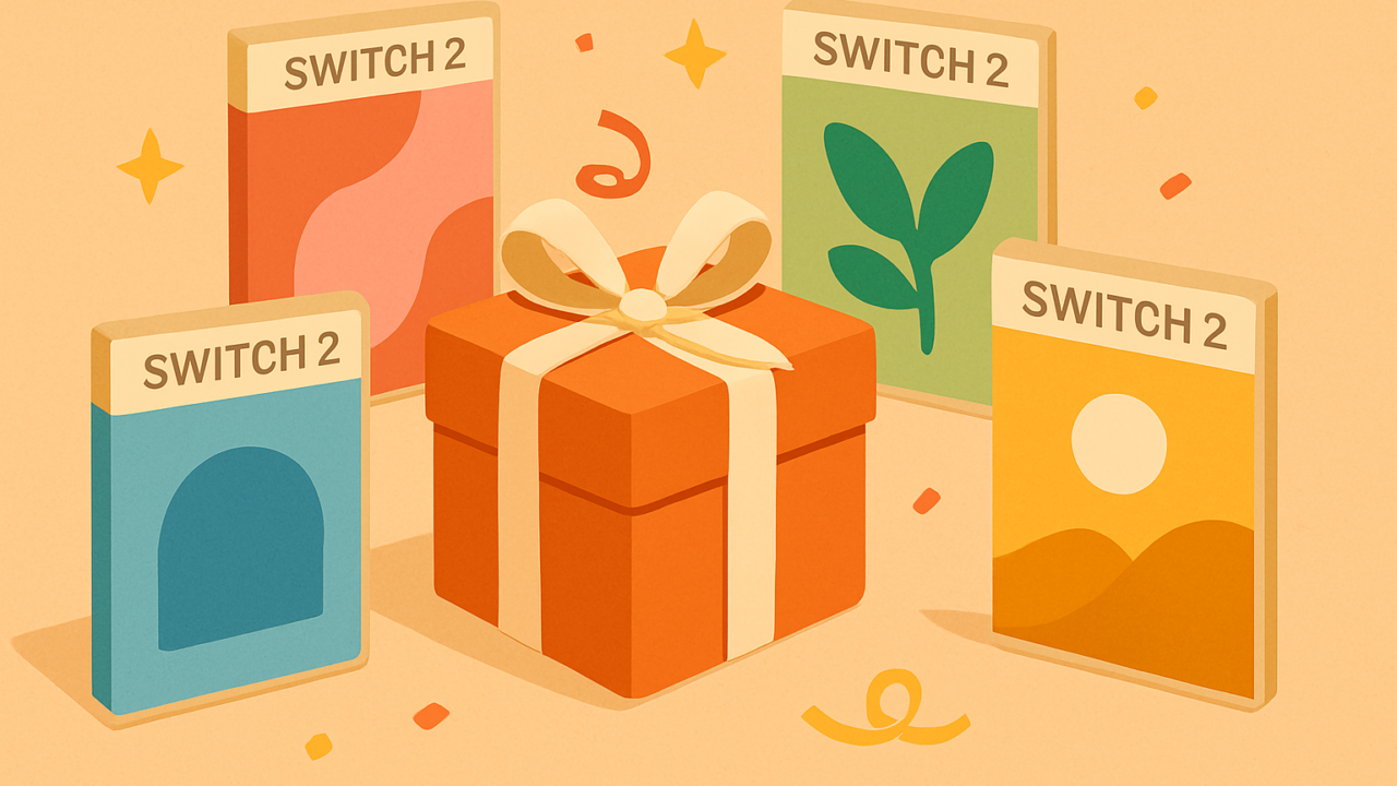 プレゼント箱とSwitch2ソフトのイメージ